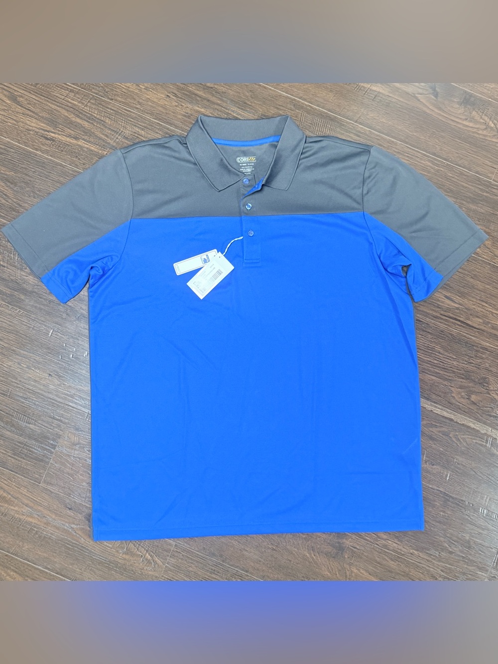 NWT CORE 365 BLUE AND GRAY SHORT SLEEVE ATHLETIC POLO